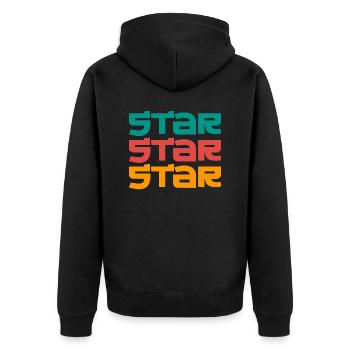 Superstar Star, Starlets und Stars - Unisex Premium Bio Zip Hoodie - Schwarz - Hinten - Nico (187cm)