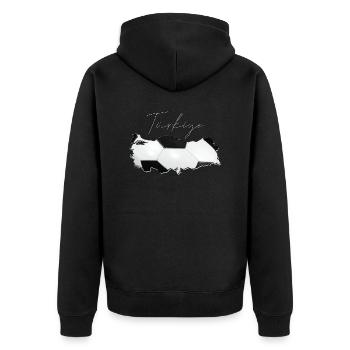Turkey Türkiye Map Framed Real Football TR - Unisex Premium Organic Zip Hoodie - black - Back - Nico (187cm)