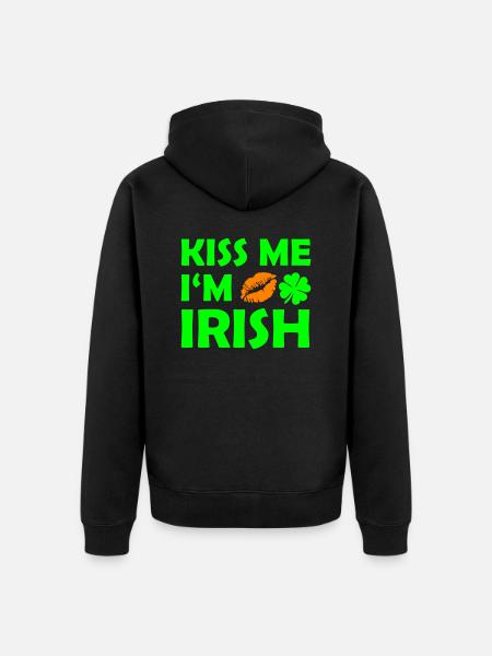 Kiss Me in Irish - Unisex Premium Organic Zip Hoodie - black