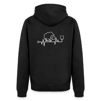 Herzschlag von Schafen - Unisex Premium Bio Zip Hoodie - Schwarz - Hinten - Nico (187cm)