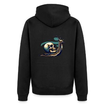 Schnecke und Totenkopf - Unisex Premium Bio Zip Hoodie - Schwarz - Hinten - Nico (187cm)