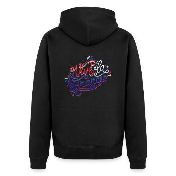 Vive la France - Unisex Premium Bio Zip Hoodie - Schwarz - Hinten - Nico (187cm)