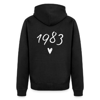 1983 coeur anniversaire - Veste à capuche bio Premium Unisexe - noir - Dos - Nico (187cm)