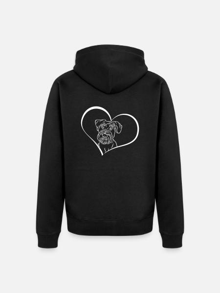 Mittelschnauzer im Herz - Unisex Premium Bio Zip Hoodie - Schwarz