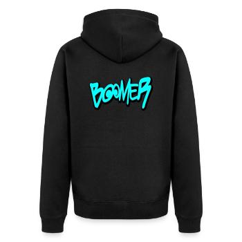 Boomer - Unisex Premium Bio Zip Hoodie - Schwarz - Hinten - Nico (187cm)