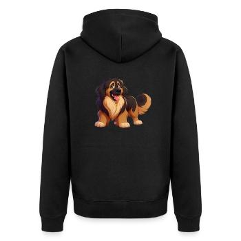 Leonberg 3 - Unisex Premium Bio Zip Hoodie - Schwarz - Hinten - Nico (187cm)
