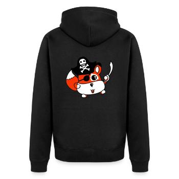 Little Cute Captain Fox Pirate Animal Eye Patch - Unisex Premium Organic Zip Hoodie - black - Back - Nico (187cm)