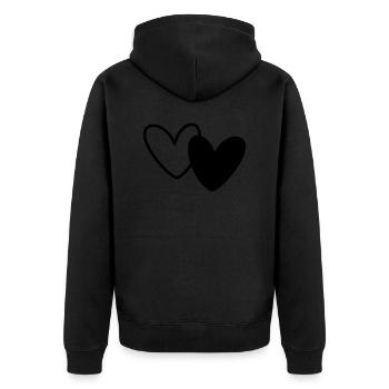 Two Hearts Black White - Unisex Premium Organic Zip Hoodie - black - Back - Nico (187cm)