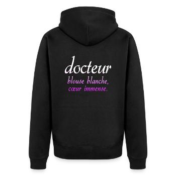 Arzt Arzt Krankenschwester santer weißer Kittel - Unisex Premium Bio Zip Hoodie - Schwarz - Hinten - Nico (187cm)