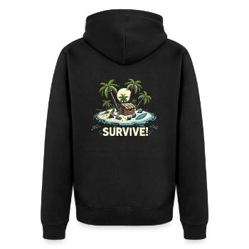 URLAUB AUF DER INSEL - Unisex Premium Bio Zip Hoodie - Schwarz - Hinten - Nico (187cm)