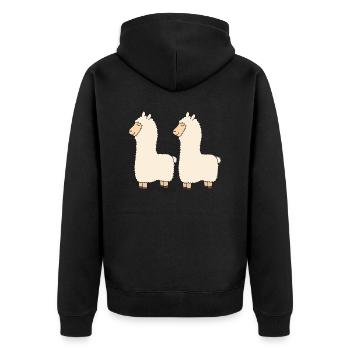 Lama Double Pack - Unisex Premium Organic Zip Hoodie - black - Back - Nico (187cm)