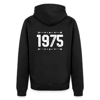 Millésime 1975 Millésime 50ème anniversaire 1975. - Veste à capuche bio Premium Unisexe - noir - Dos - Nico (187cm)