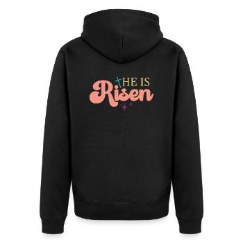 Il est ressuscité - Veste à capuche bio Premium Unisexe - noir - Dos - Nico (187cm)