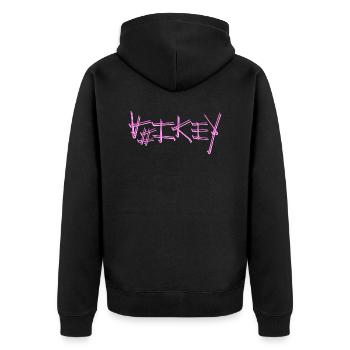 Hockey Feldhockey Hockeyspieler Hockeyverein - Unisex Premium Bio Zip Hoodie - Schwarz - Hinten - Nico (187cm)