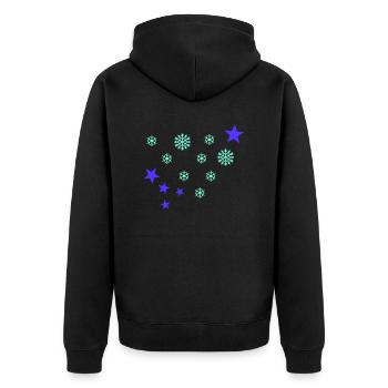 Schneeflocken - Unisex Premium Bio Zip Hoodie - Schwarz - Hinten - Nico (187cm)