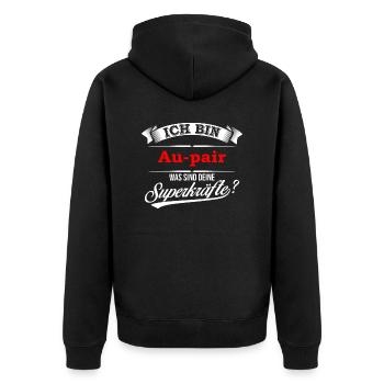 Au-pair Aupair Kindermädchen Babysitter - Unisex Premium Bio Zip Hoodie - Schwarz - Hinten - Nico (187cm)