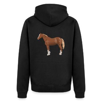Pferd - Unisex Premium Bio Zip Hoodie - Schwarz - Hinten - Nico (187cm)