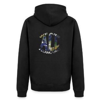 nous sommes tous humains globe - Veste à capuche bio Premium Unisexe - noir - Dos - Nico (187cm)