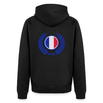 France (flag & laurel wreath) - Unisex Premium Organic Zip Hoodie - black - Back - Nico (187cm)