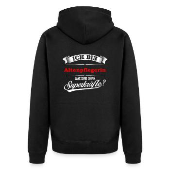 Altenpflegerin Pflegerin Krankenpflegerin - Unisex Premium Bio Zip Hoodie - Schwarz - Hinten - Nico (187cm)