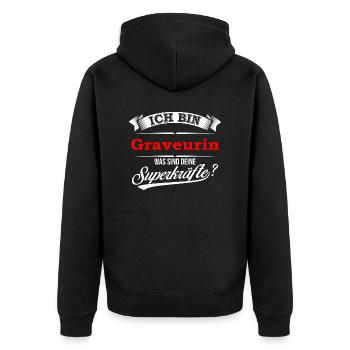 Graveur Graveurin Gravur Graveure Meistergraveur - Unisex Premium Bio Zip Hoodie - Schwarz - Hinten - Nico (187cm)