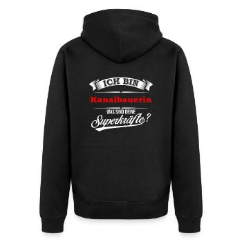 Kanalbauer Kanalbauerin Kanal Abwasser Tiefbau - Unisex Premium Bio Zip Hoodie - Schwarz - Hinten - Nico (187cm)
