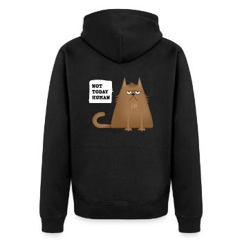 not today cat - Unisex Premium Bio Zip Hoodie - Schwarz - Hinten - Nico (187cm)