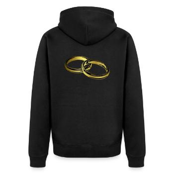 Ringe Hochzeit Verlobung Jahrestag - Unisex Premium Bio Zip Hoodie - Schwarz - Hinten - Nico (187cm)