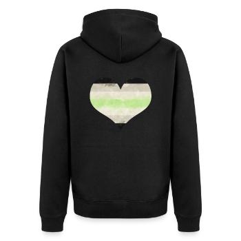Agender flag heart - Unisex Premium Organic Zip Hoodie - black - Back - Nico (187cm)