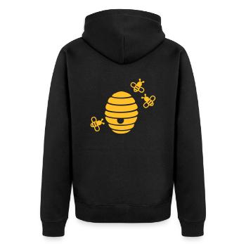 Bienen - Unisex Premium Bio Zip Hoodie - Schwarz - Hinten - Nico (187cm)