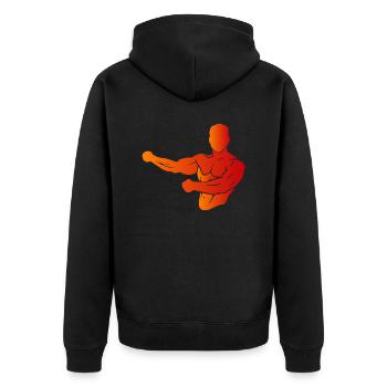 Bodybuilding - Unisex Premium Bio Zip Hoodie - Schwarz - Hinten - Nico (187cm)