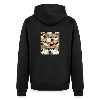 DOGE COLLAGE - Unisex Premium Organic Zip Hoodie - black - Back - Nico (187cm)