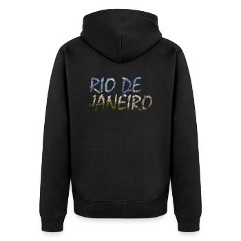 Rio de Janeiro - Unisex Premium Bio Zip Hoodie - Schwarz - Hinten - Nico (187cm)