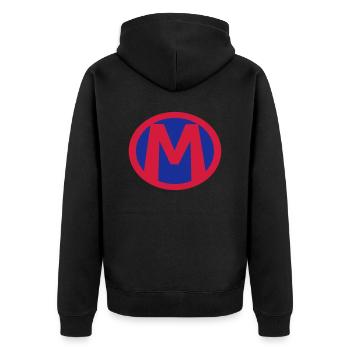 Super, Superheld, Superheldin, Hero, M - Unisex Premium Bio Zip Hoodie - Schwarz - Hinten - Nico (187cm)
