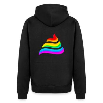 Einhorn, Kacke, Regenbogen, Scheiße, Festival, - Unisex Premium Bio Zip Hoodie - Schwarz - Hinten - Nico (187cm)