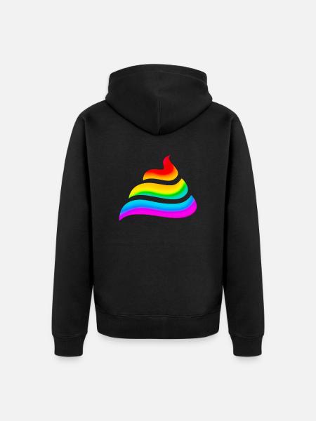 Einhorn, Kacke, Regenbogen, Scheiße, Festival, - Unisex Premium Bio Zip Hoodie - Schwarz