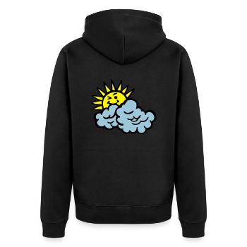 Wolke Lächeln Sonne - Unisex Premium Bio Zip Hoodie - Schwarz - Hinten - Nico (187cm)