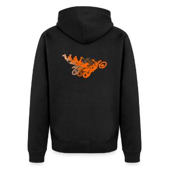 Motocross - Unisex Premium Organic Zip Hoodie - black - Back - Nico (187cm)