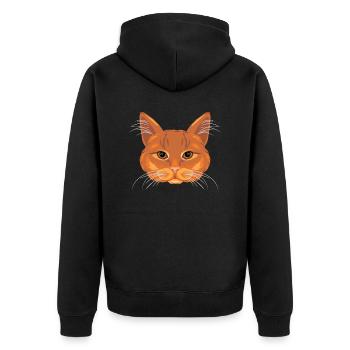 Ingwer Katzenkopf - Unisex Premium Bio Zip Hoodie - Schwarz - Hinten - Nico (187cm)