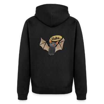 Geisha Lilith bat "huhu" Selfdesinged - Unisex Premium Organic Zip Hoodie - black - Back - Nico (187cm)