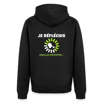 je réfléchis veuillez patienter - Veste à capuche bio Premium Unisexe - noir - Dos - Nico (187cm)