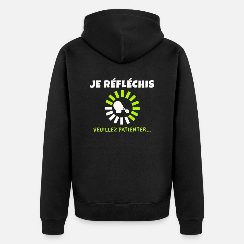 je réfléchis veuillez patienter - Veste à capuche bio Premium Unisexe - noir