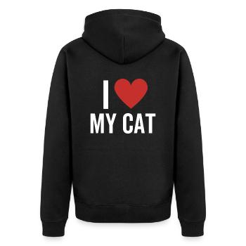I Love My Cats - Unisex Premium Bio Zip Hoodie - Schwarz - Hinten - Nico (187cm)