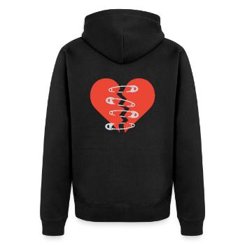 cœur brisé réparé - Veste à capuche bio Premium Unisexe - noir - Dos - Nico (187cm)