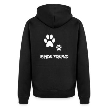 Hundefreund - Unisex Premium Bio Zip Hoodie - Schwarz - Hinten - Nico (187cm)
