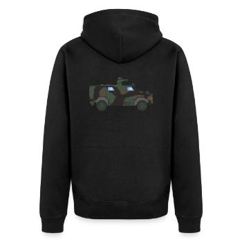 Dingo BW Woodland - Unisex Premium Bio Zip Hoodie - Schwarz - Hinten - Nico (187cm)
