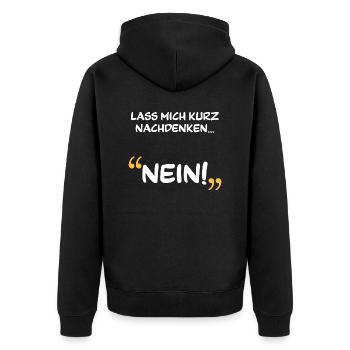 Nein! Nein Shirt - Unisex Premium Bio Zip Hoodie - Schwarz - Hinten - Nico (187cm)