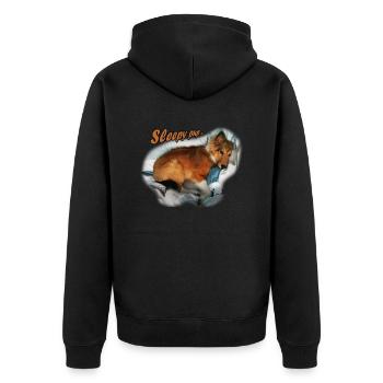 SleepyPup - Unisex Premium Bio Zip Hoodie - Schwarz - Hinten - Nico (187cm)
