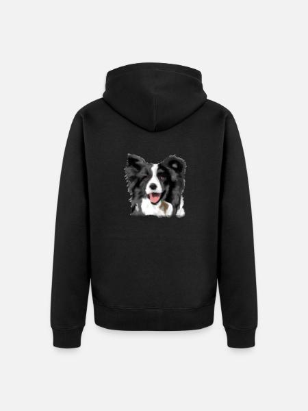 Border Collie - Unisex Premium Bio Zip Hoodie - Schwarz
