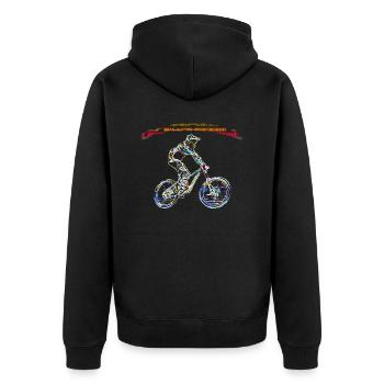 MTB downhill mountain bike - Unisex Premium Organic Zip Hoodie - black - Back - Nico (187cm)